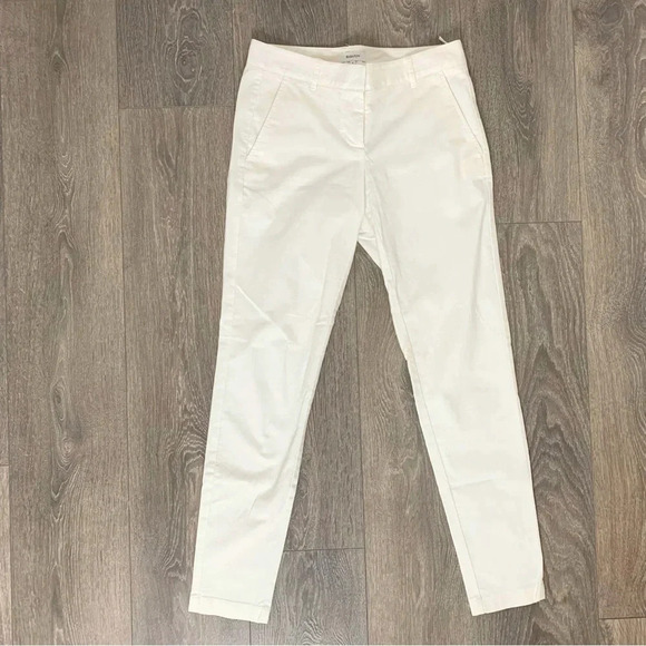 Aritzia Babaton Pants Straight leg pleated Trousers Cotton White Size 0 - Picture 2 of 11